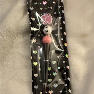 Cute Paw Print Party Favor Pen - Pink and Black